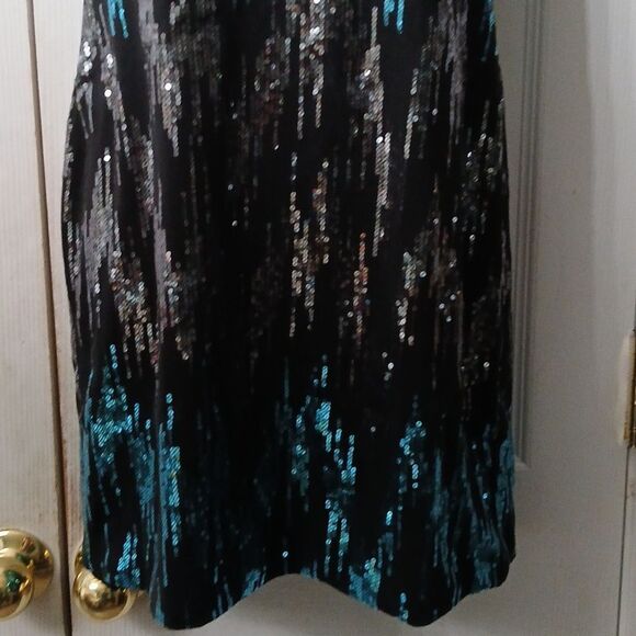 As U WIsh sleeveless sequin mini  black turquois dress Sz  S NWOT - Picture 2 of 7